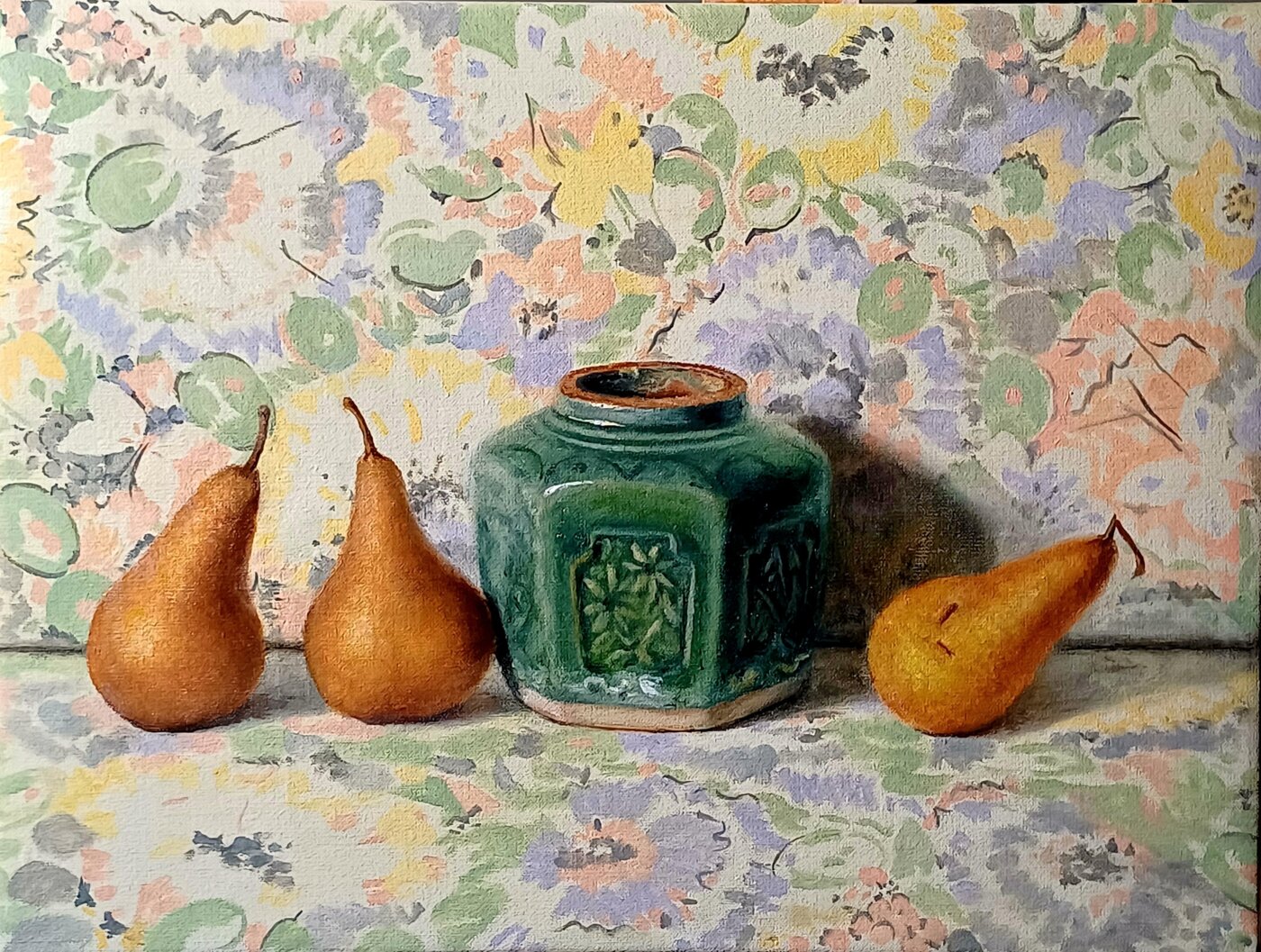 A-2025-Fiona-Cotton-Green-ginger-jar-and-pears